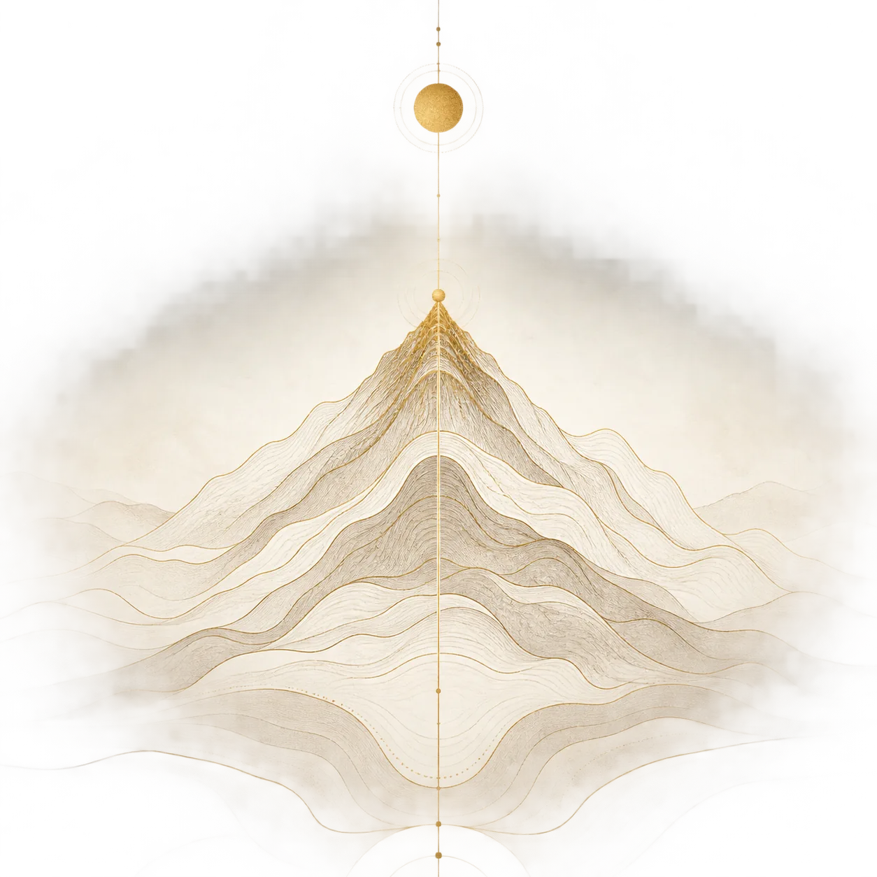A sacred mountain with flowing contours around its central axis