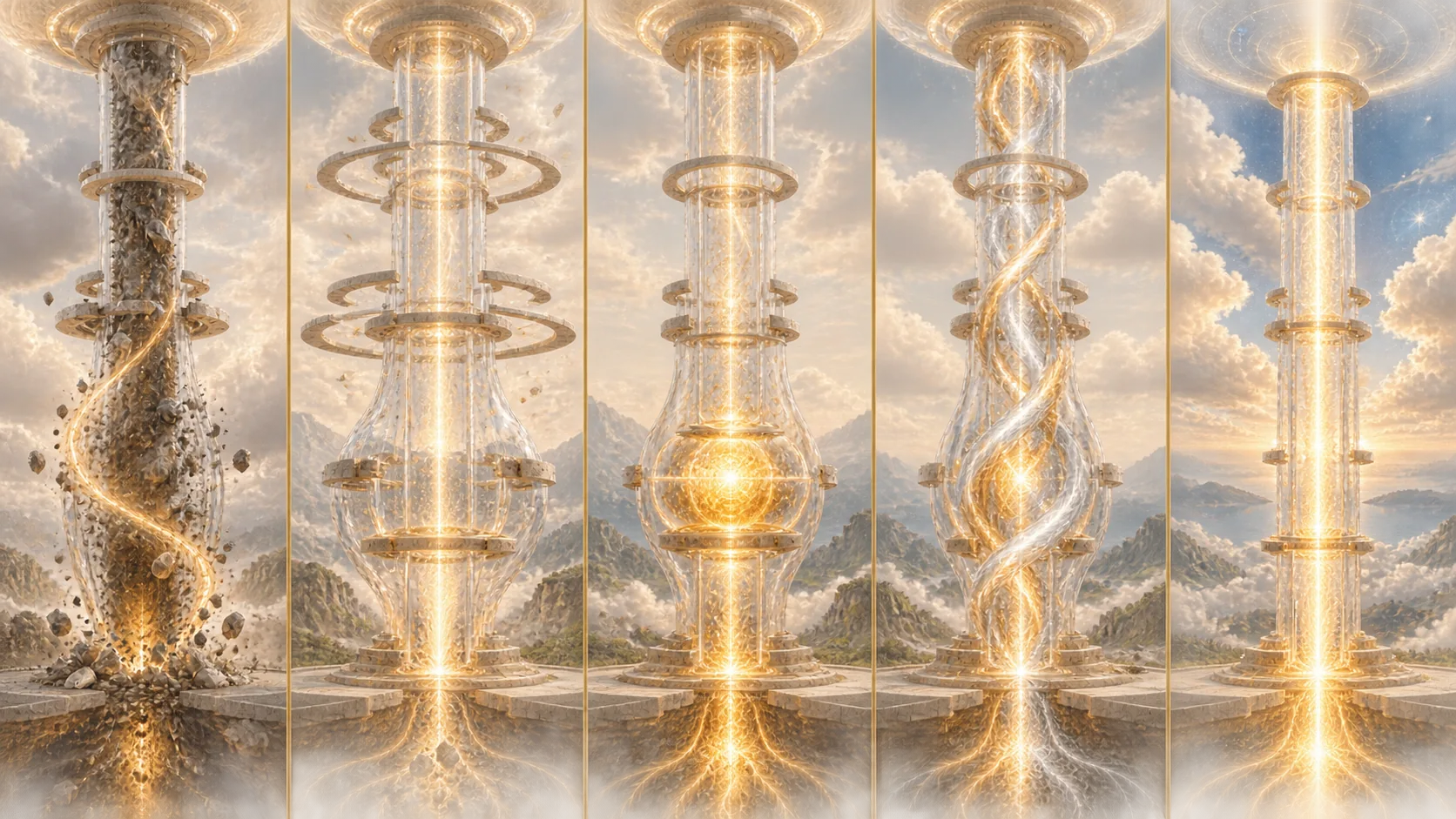 Five symbolic channels represent Clearing, Expansion, the Inner Battery, Balance, and Alignment